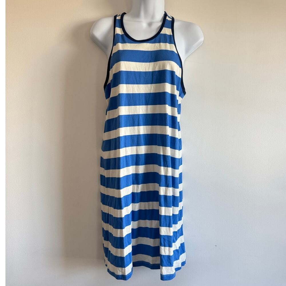 Splendid Racerback Tank Dress Women’s Blue White Stripe Cotton Nautical Casual